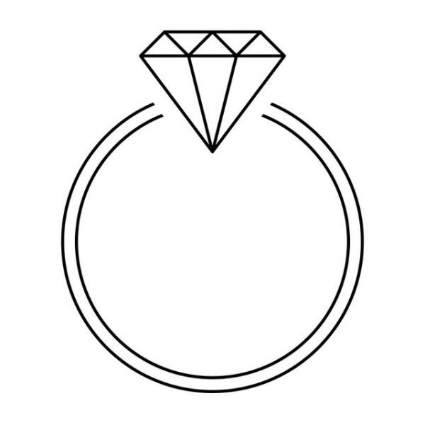 Кольцо с бриллиантом трафарет