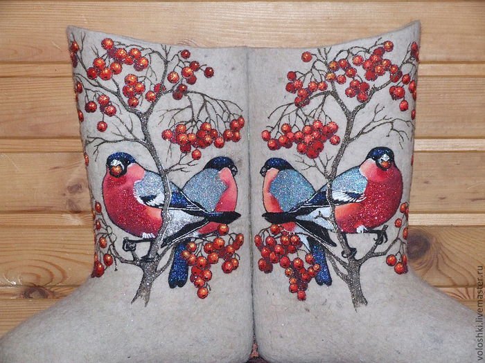 Роспись валенок акрилом