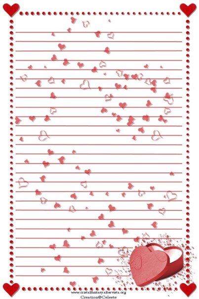 Лист для письма с сердечками
