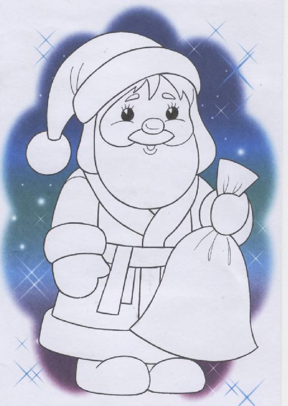 Трафарет Деда Мороза для аппликации