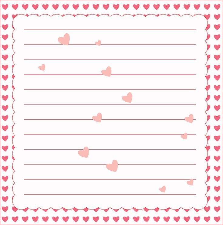 Лист для письма с сердечками