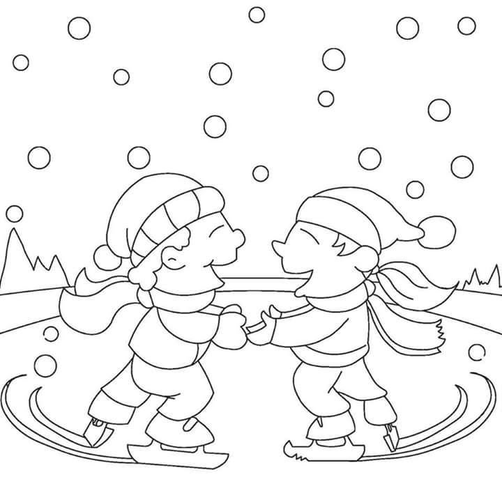 Зимние забавы раскраски для детей
