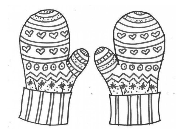 Варежки раскраска для детей