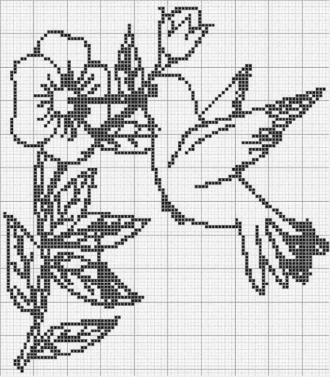 Монохромная вышивка цветы