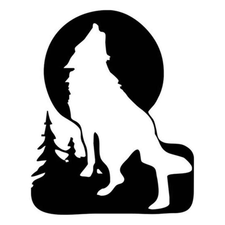 Трафарет волка воющего на луну