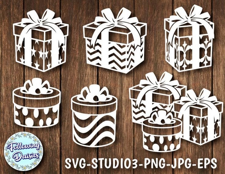 Трафарет подарочная коробка на окно