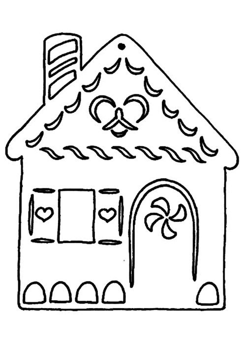 Трафарет домика на новый год на окно