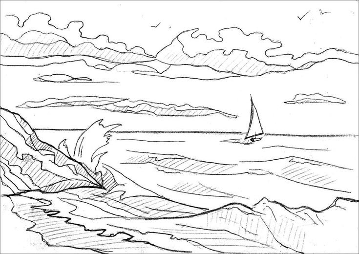 В море. Раскраска