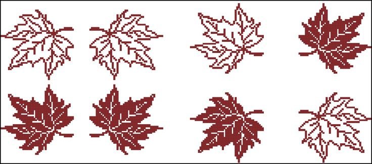 Вышивка крестом листья
