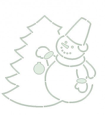 Снеговик трафарет