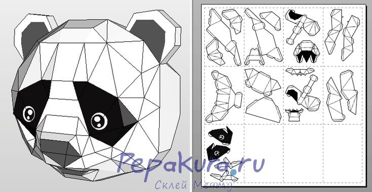 Паперкрафт маска панды