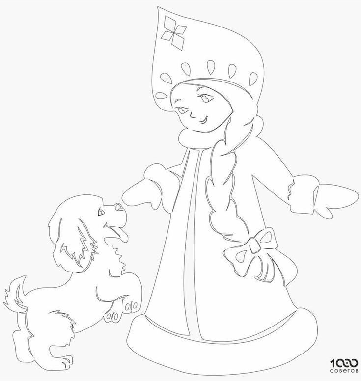 Трафарет Снегурочки на окно