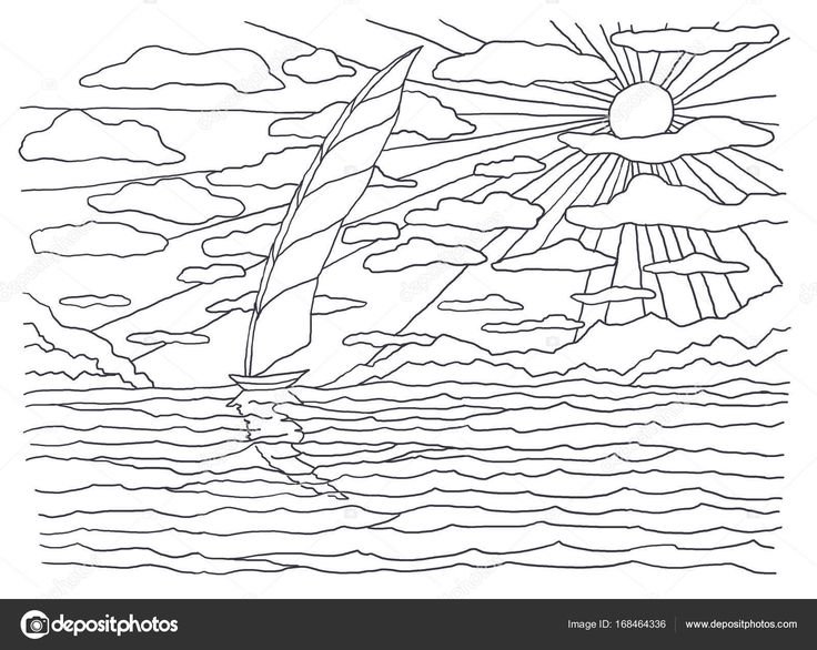 Море картинка для детей раскраска