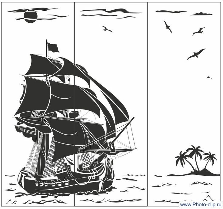 Выжигание по дереву "корабль"