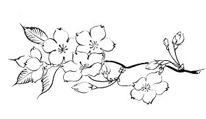 Веточка с цветами раскраска