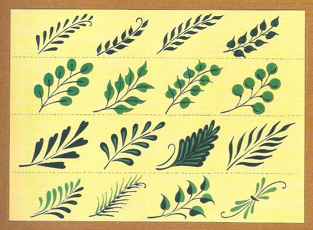 Городецкая роспись элементы листочки