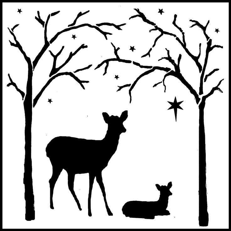 Олень в лесу трафарет
