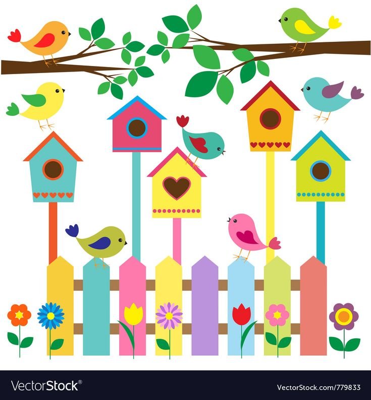 Разноцветные скворечники в детском саду