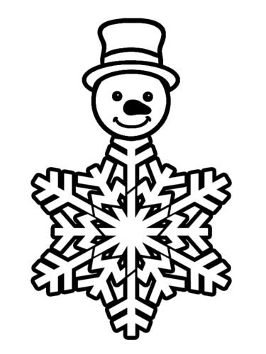 Снежинка Снеговик трафарет