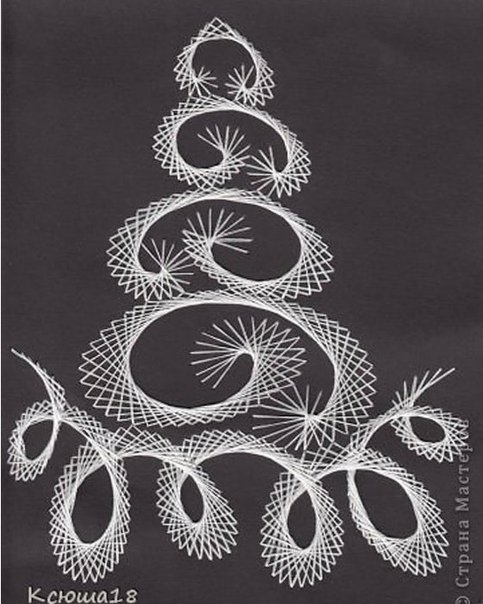 Вышивка на картоне Новогодняя