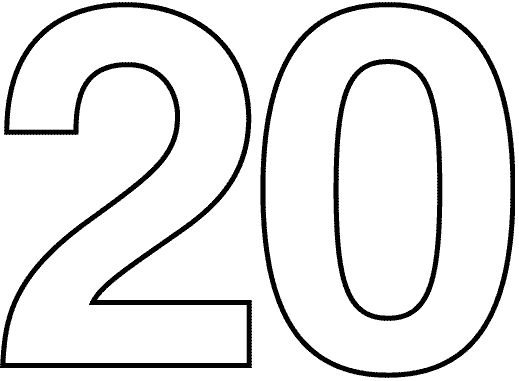 Цифра 20 трафарет