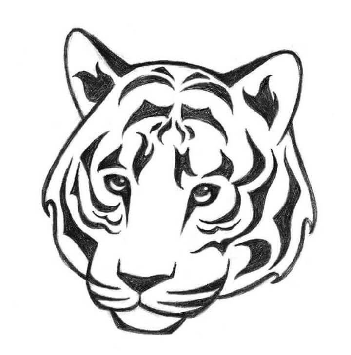 Тигр трафарет для рисования