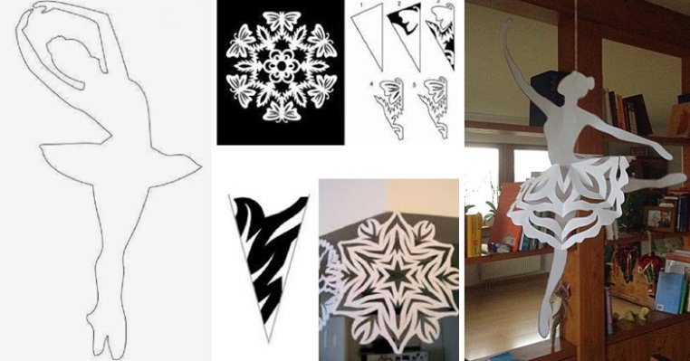 Балерина Снежинка трафарет