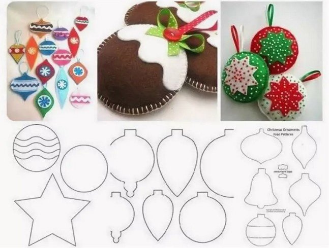Елочные игрушки из фетра своими руками с выкройками
