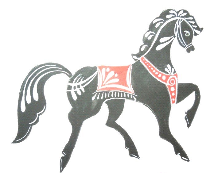 Городецкая роспись сказочные кони