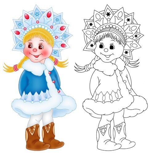 снегурочка на окно цветной