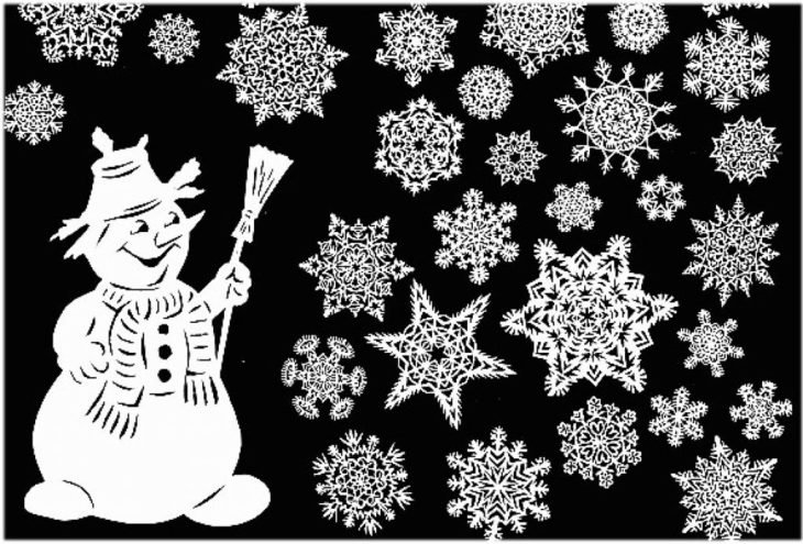 Трафареты на окна новогодние снежинки