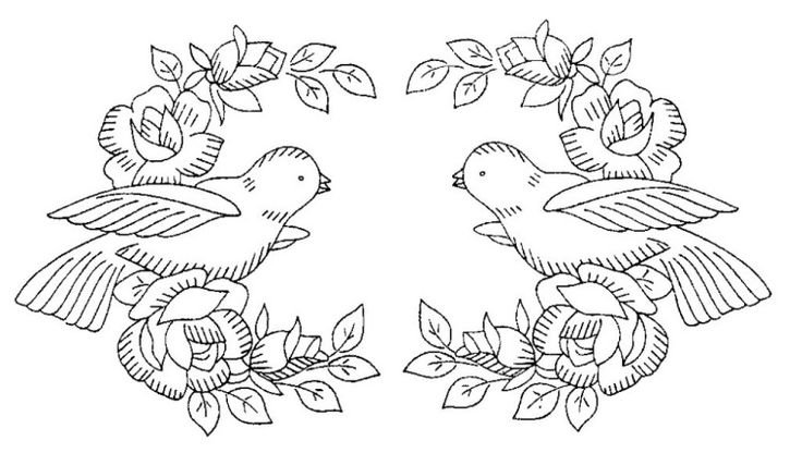 Вышивка голубь гладью