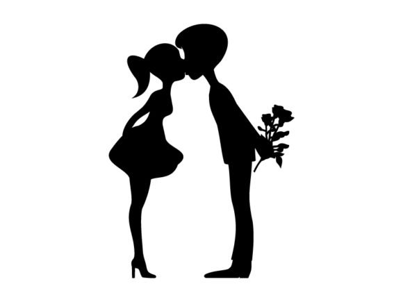 Силуэт мальчика и девочки на торт