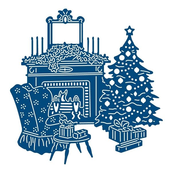 Вытынанка камин новогодний