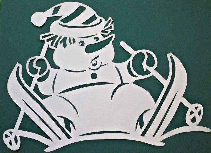 Снеговик для вырезания на окно