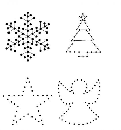 Обведи снежинку по точкам