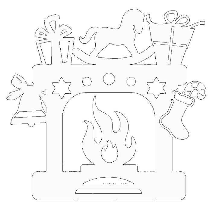 Вытынанки камин новогодний