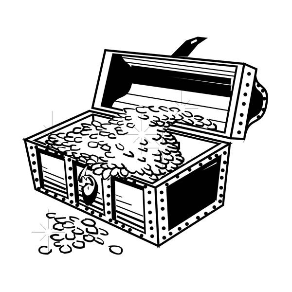 Сундук с сокровищами раскраска для детей