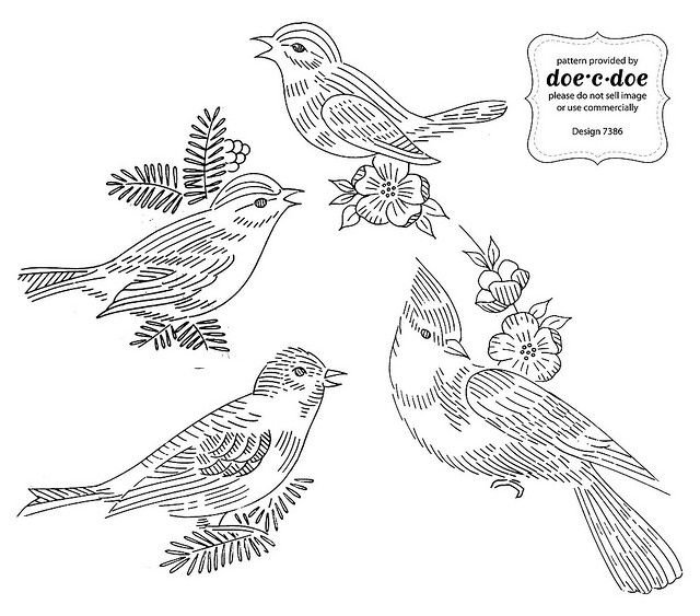 Схема вышивания гладью птиц