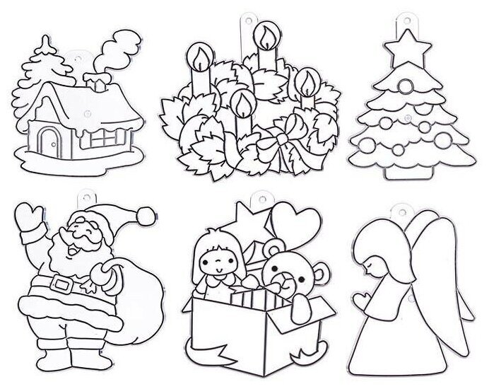 Новогодний витраж рисунок