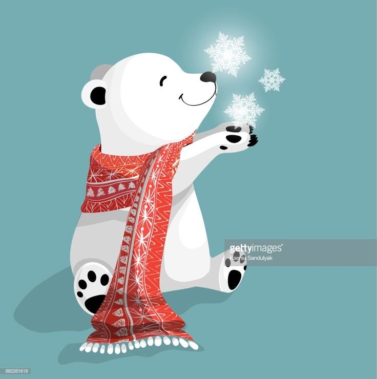 Белый мишка в шарфе