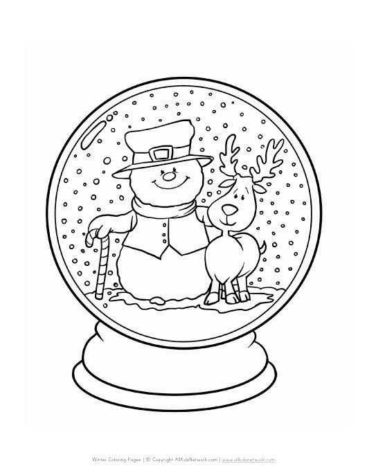 Новогодний снежный шар раскраска для детей