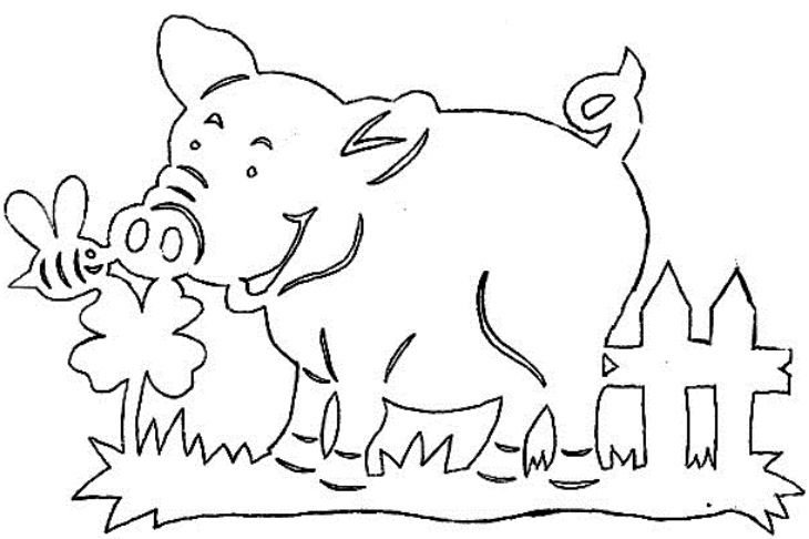 Трафарет на окно свинья