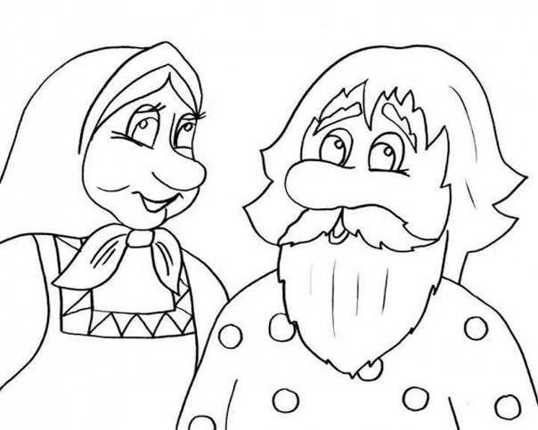 Раскраска дед и баба для детей