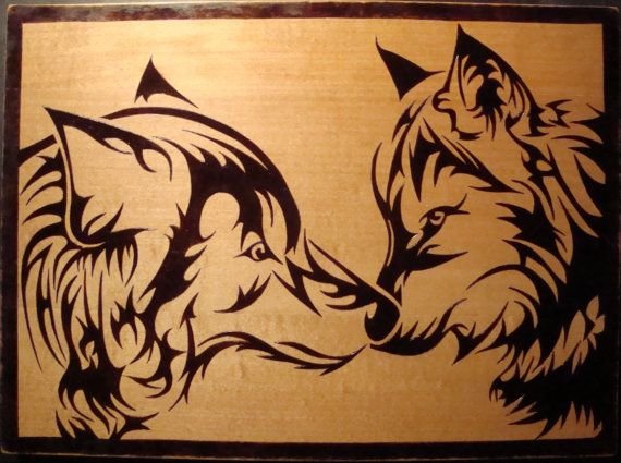 Трафарет волка для выжигания по дереву