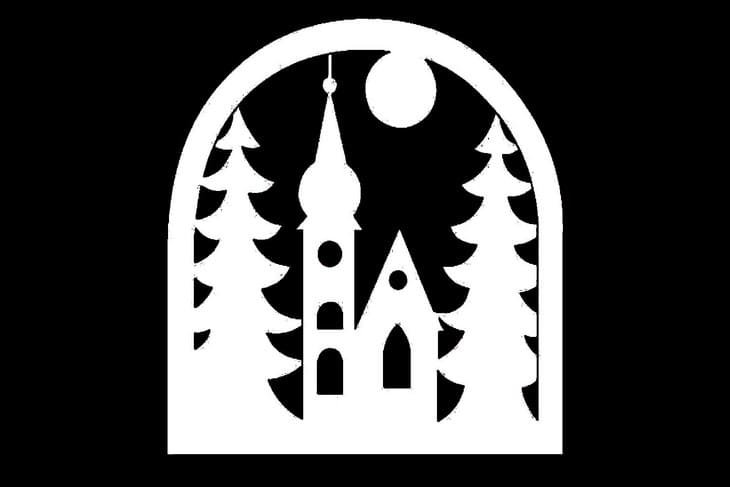 Трафареты на окна новогодние домики