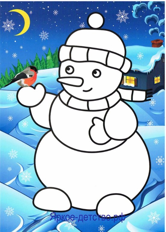 Снеговик раскраска для детей
