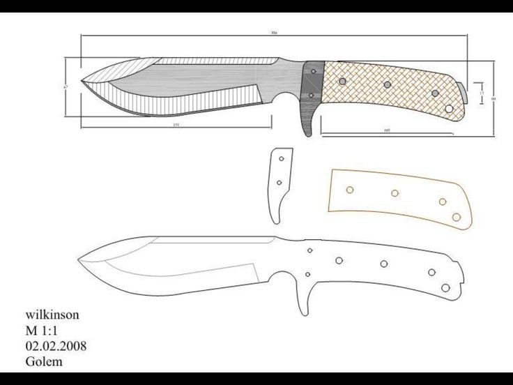 Нож Боуи чертеж
