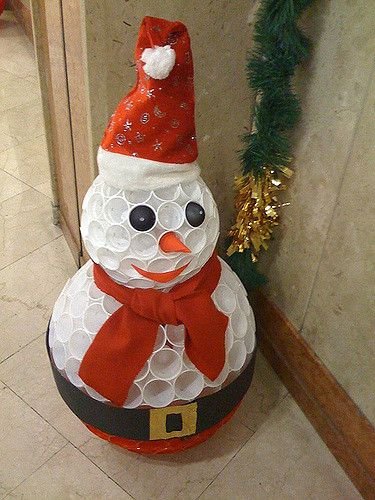 глаза снеговику из стаканов