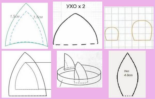 Выкройка кошачьих ушек